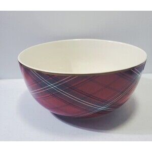 Williams Sonoma Mixing Bowl Large Tartan Plaid  11" Diameter X 5.5" High